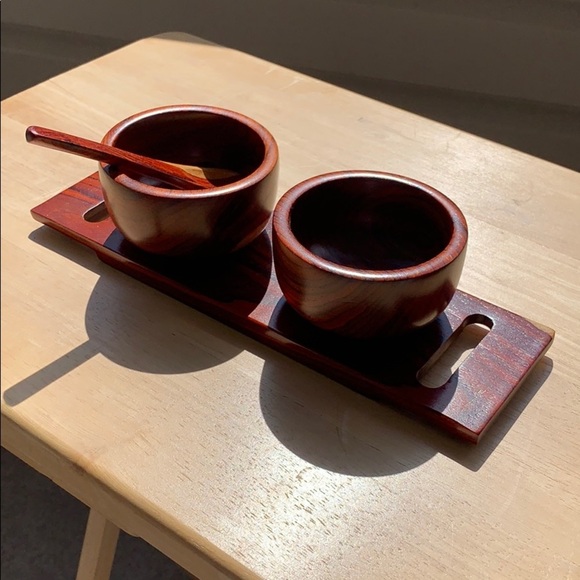 Wood Two bowl serving set - Picture 2 of 8